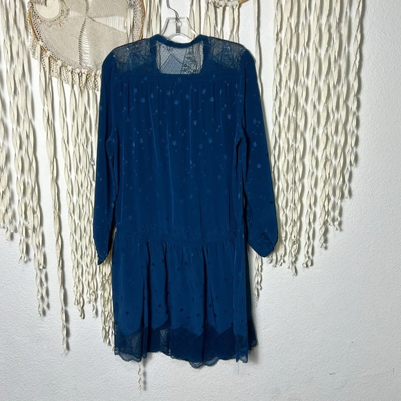 Zadig & Voltaire Teal Richie Jac Deluxe Dress with Subtle Star Galaxy Print LG - Picture 14 of 14